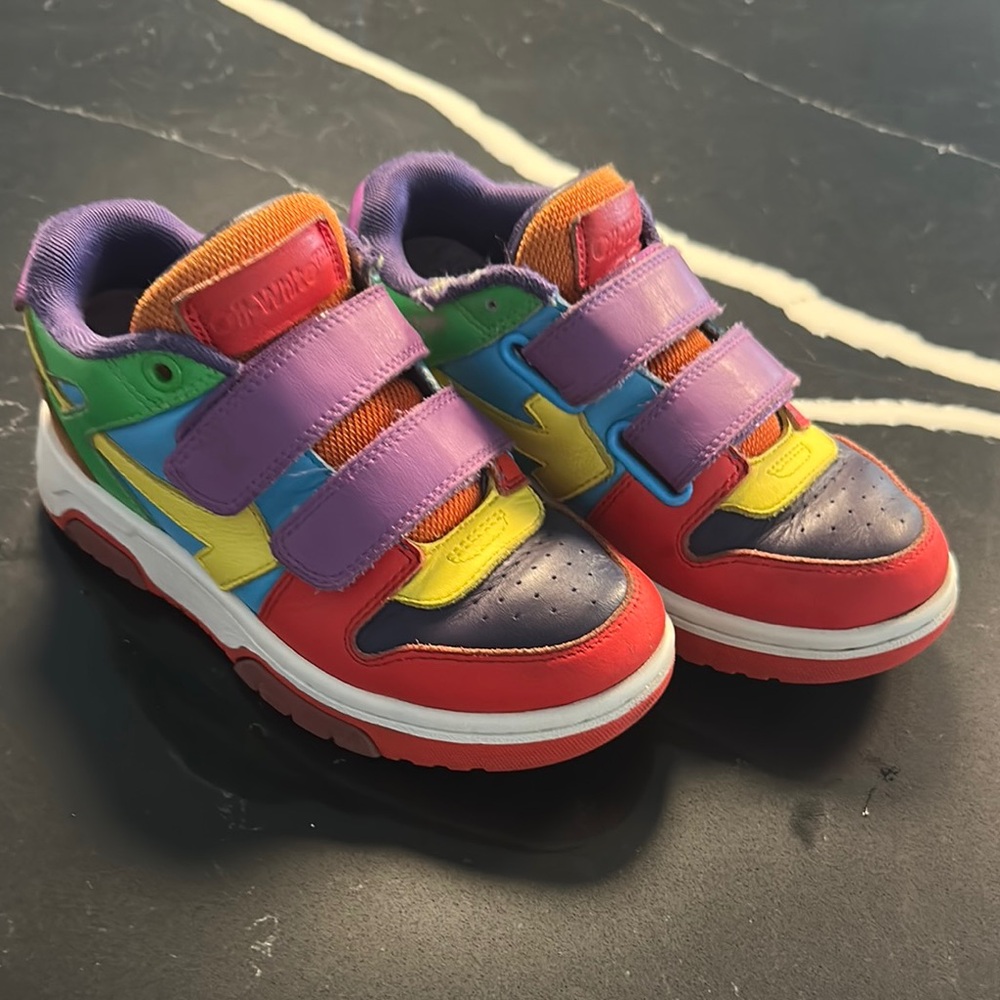 Off-White Red and Purple Sneakers Velcro Straps